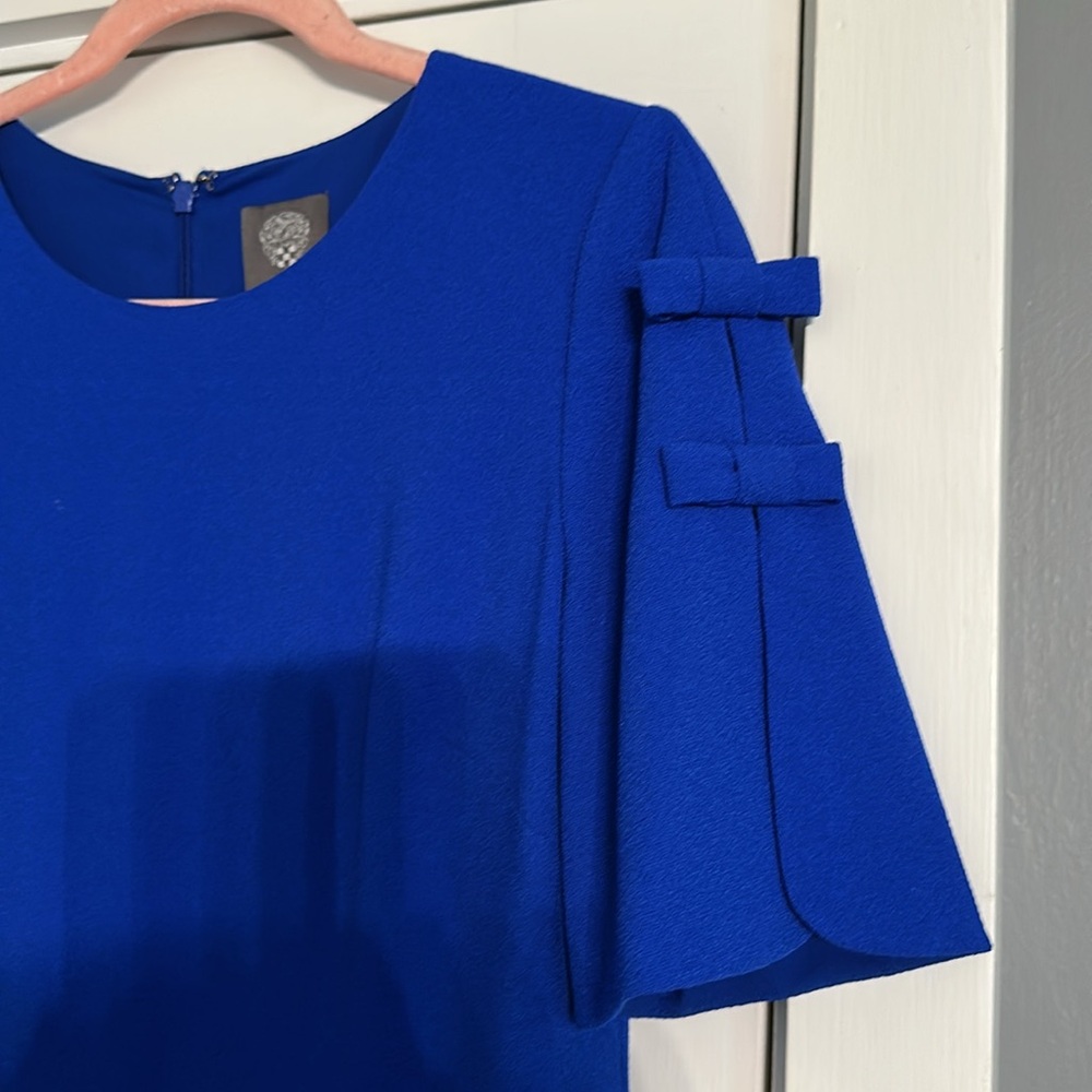 Vince Camuto A-Line Shift Dress Women's Size 4 Royal Blue Slit Sleeve Stretch - Picture 2 of 6